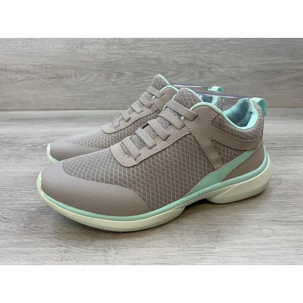 Vionic Krisha Walking Sneakers Taupe Mint Green Orthotic Shoes Women's 7 Wide